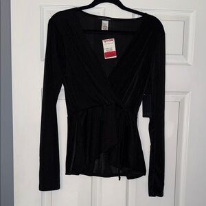 Caution To The Wind Black Wrap Blouse